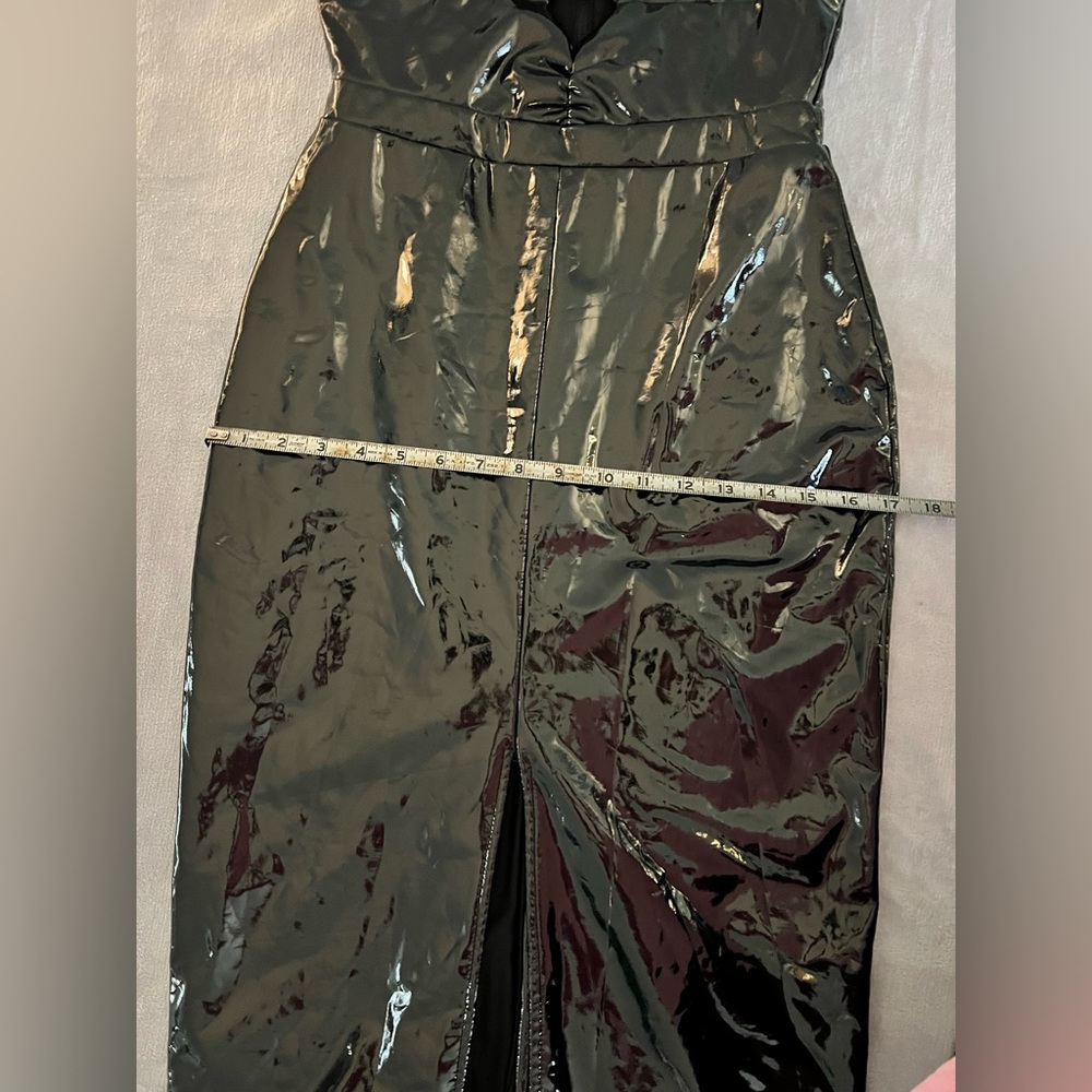 Ashley Park x RTR faux leather dress Small vegan stretch bodycon sheath midi - Picture 12 of 16